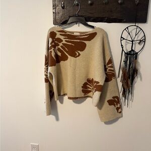 Promesa Floral Sweater - Cream and Brown
